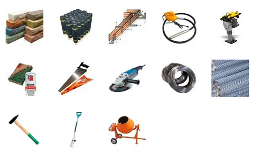 Инструменты для сооружения бетонного крыльца