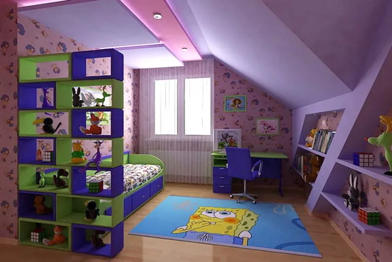 Детская комната для мальчика на мансарде
