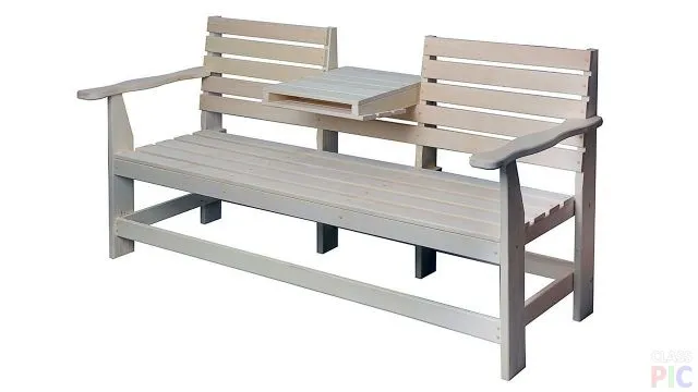 Скамейка с выдвижным столиком для дачи и сада