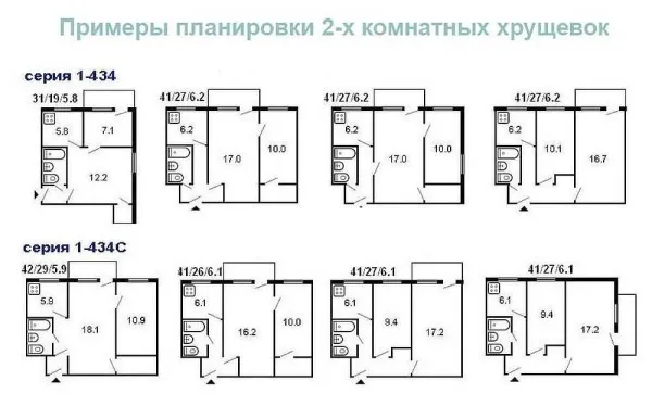 Варианты планировки двухкомнатных