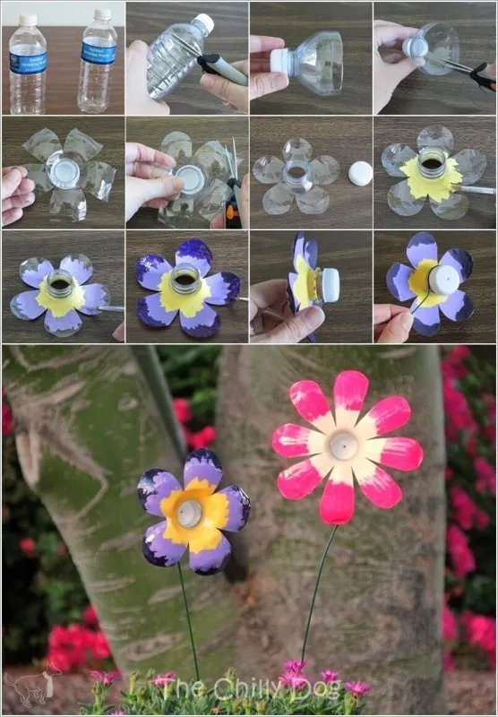 Цветочки из пластиковых бутылок