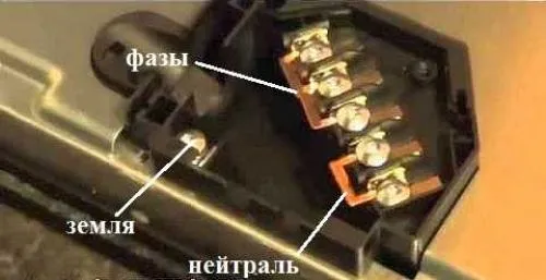 Подключение варочной панели через клеммник. Подключение к однофазной сети