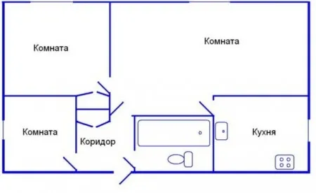 планировка трехкомнатной хрущевки