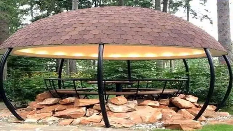 Строительство беседок на даче из дерева, металла или поликарбоната - фото 11