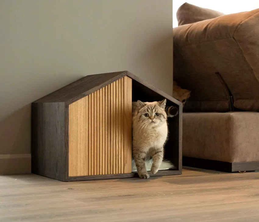 Кошачьи домики могут иметь разнообразную форму и конфигурацию