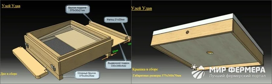 Дно и крышка улья удава Как сделать улей удав своими руками