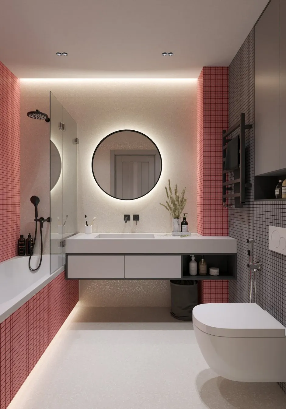 Дизайн современной ванной с встроенной ванной