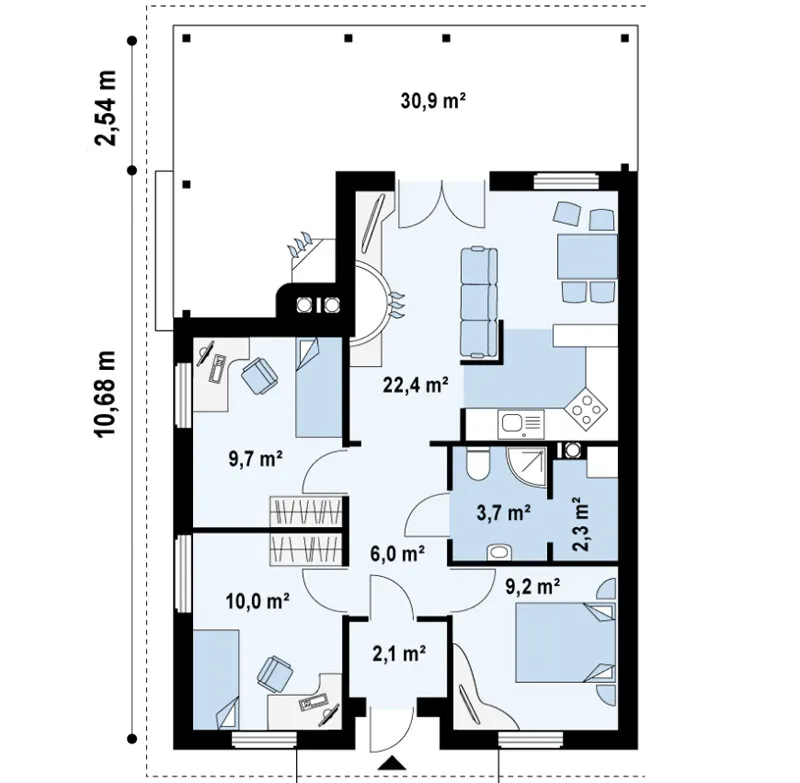 Идеальное жилище для большой семьи: проекты одноэтажного дома с тремя спальнями