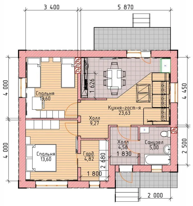 Дом 9 на 9 одноэтажный планировка