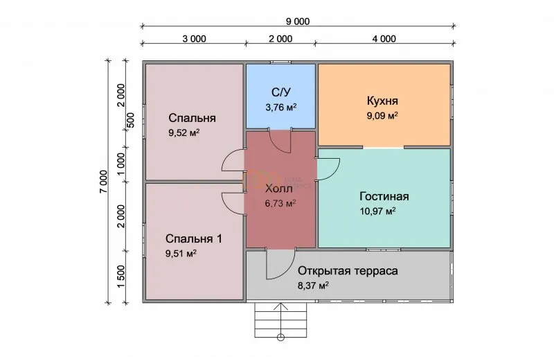Дом 7 на 8 одноэтажный планировка