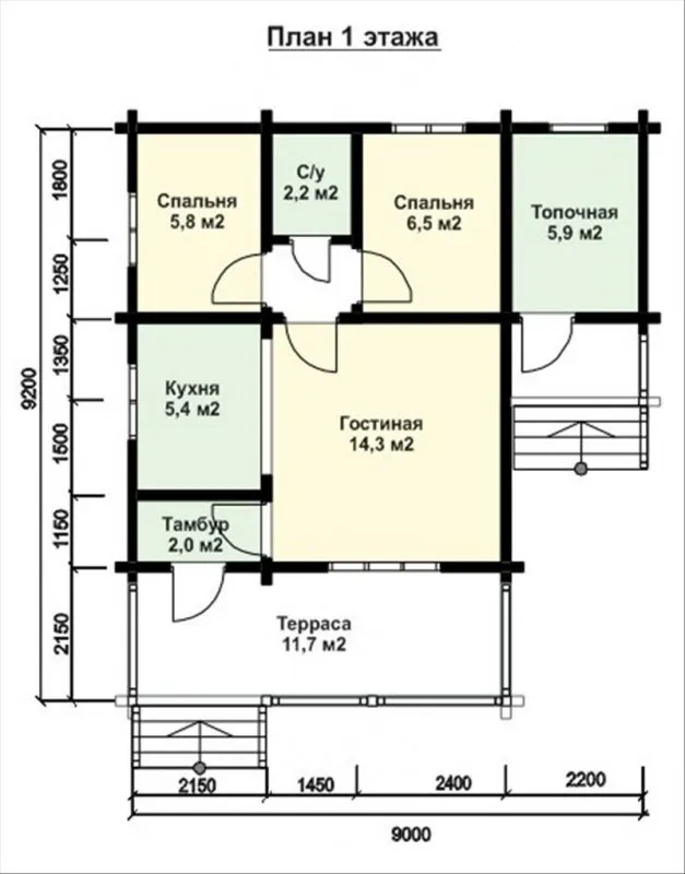 Планировка дома 10*7 м одноэтажного