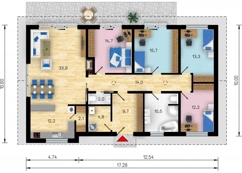 План дома 10 на 14 одноэтажный
