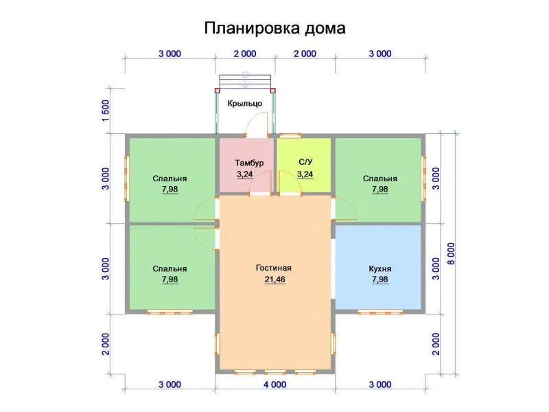 Планировка дома 8 на 10 одноэтажный