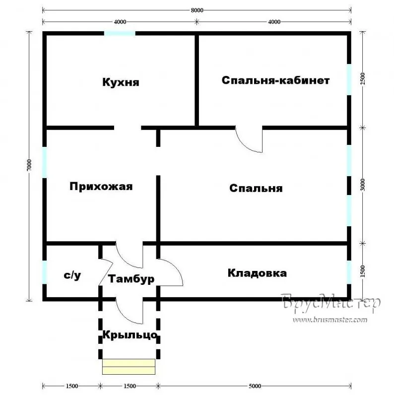 Схема дома 7 на 7 одноэтажный