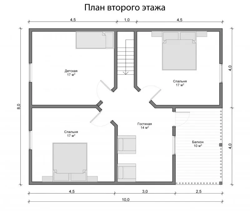 Планировка дома 8х10 2 этажа