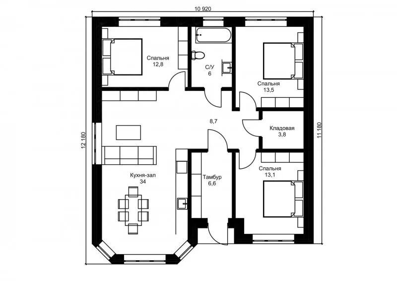 Интересные планировки одноэтажных домов