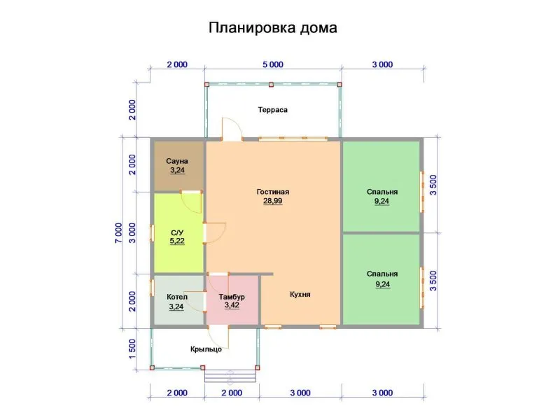 Планировка 8х10 одноэтажный с котельной