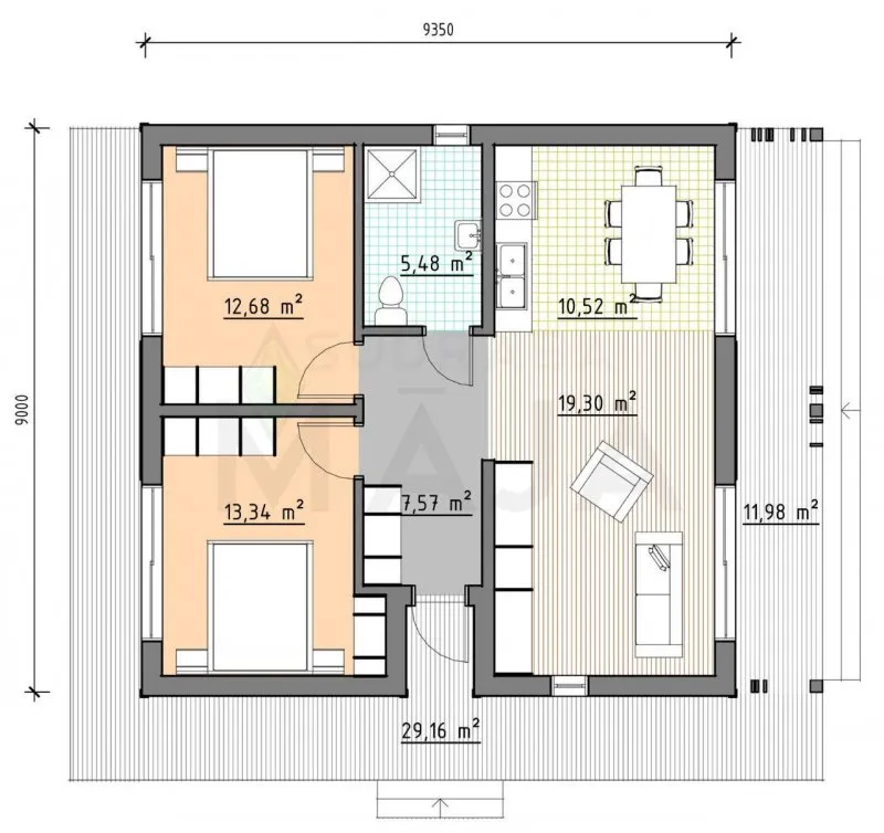 Проекты одноэтажных домов 10х10 планировка с размерами