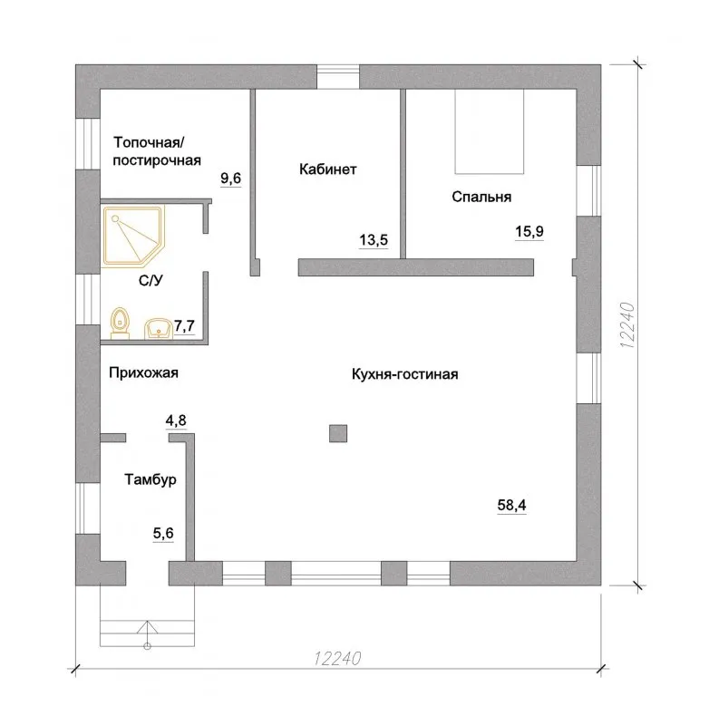 Планировка одноэтажного дома с 2 спальнями