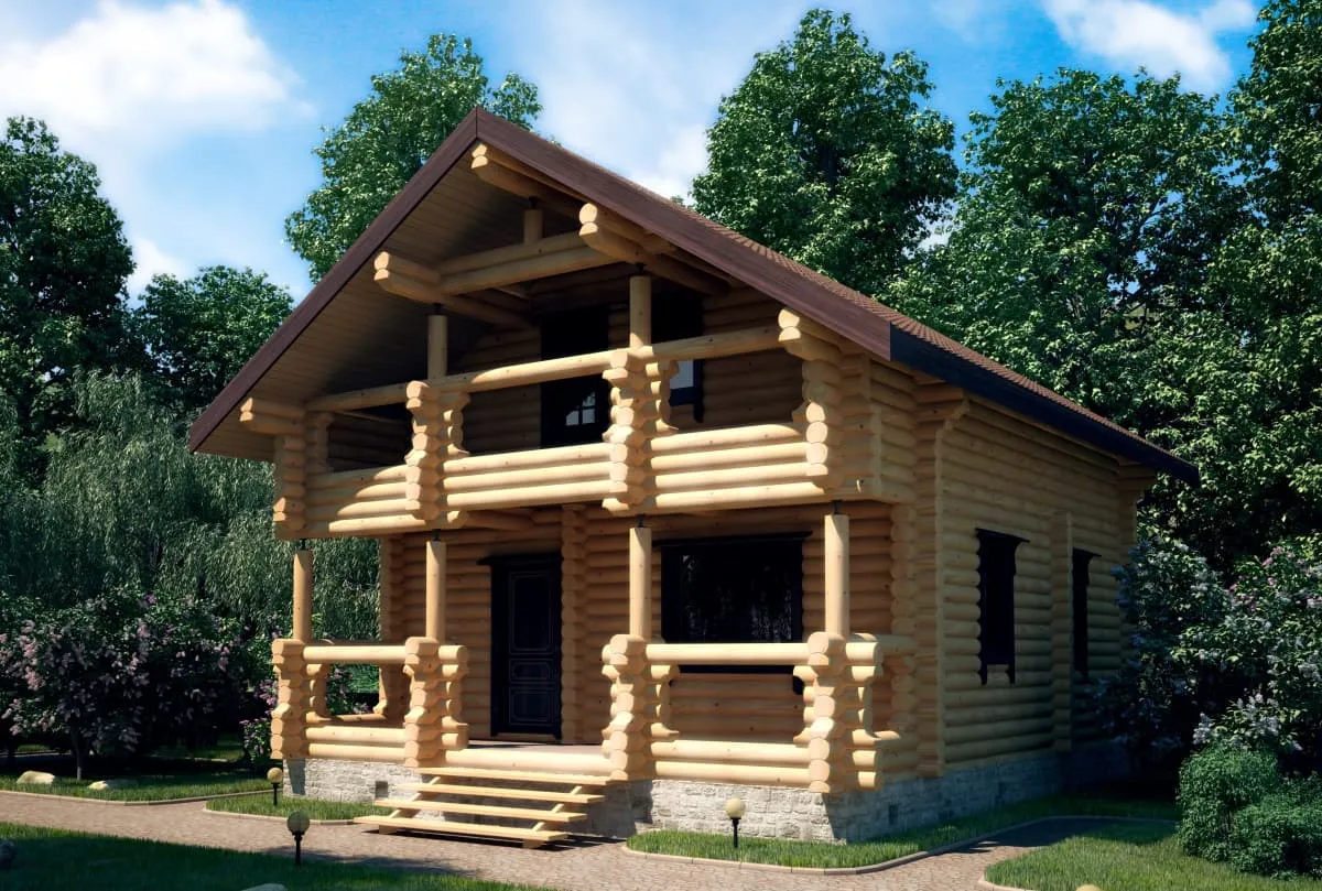 Деревянный дом из бревна для постоянного проживания Триумф 111.61 м2