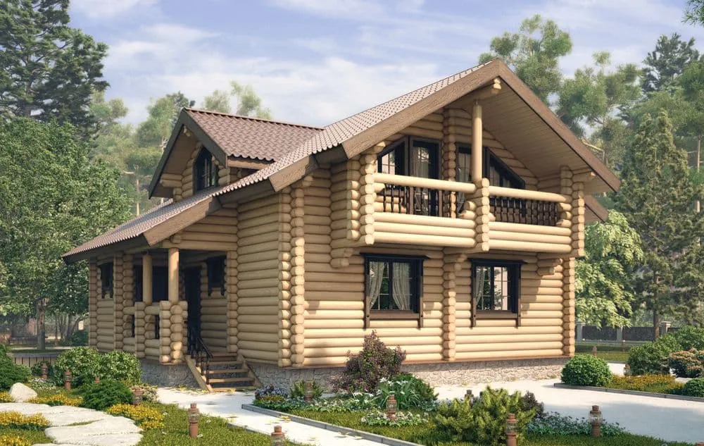 Деревянный дом из бревна для постоянного проживания Финагорье 152.7 м2
