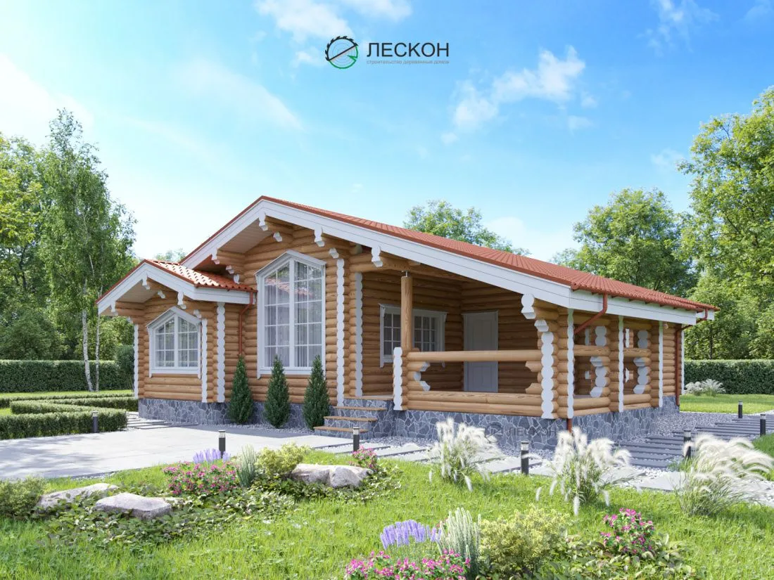 Деревянный дом из бревна для постоянного проживания Оскар 123,4 м2