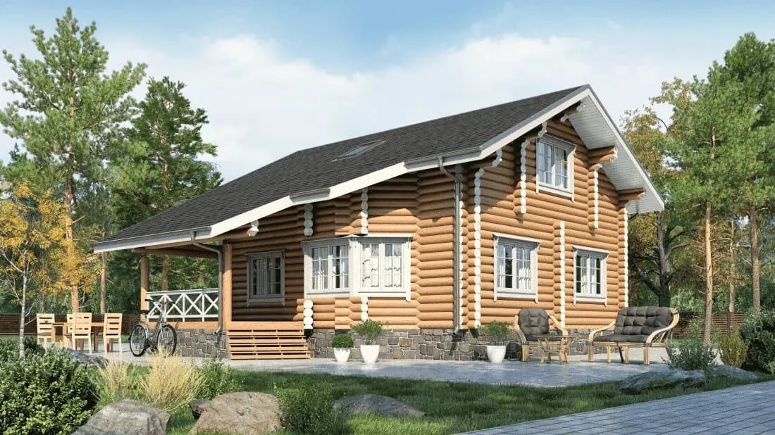 Деревянный дом из бревна для постоянного проживания Нева 167,5 м2 м2