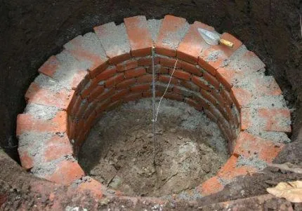 Сливная яма с круглым дном выложена из кирпича Круглая сливная яма