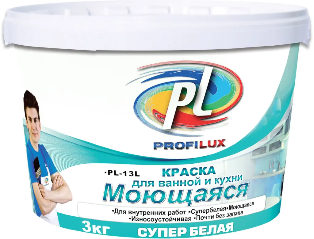 Мастерлюкс Profilux ВД, краска моющаяся для ванной и кухни 14 кг