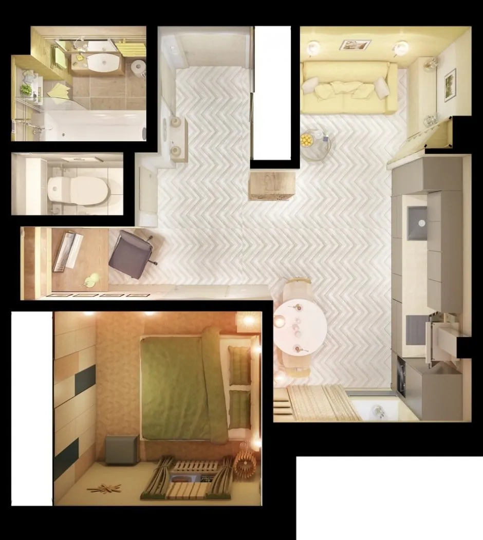 Планировка квартиры 31.5 кв.м 1
