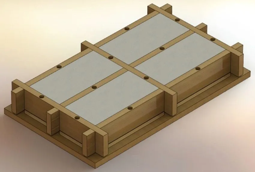 Рисунок 6. Заливка бетонной смеси в деревянную форму