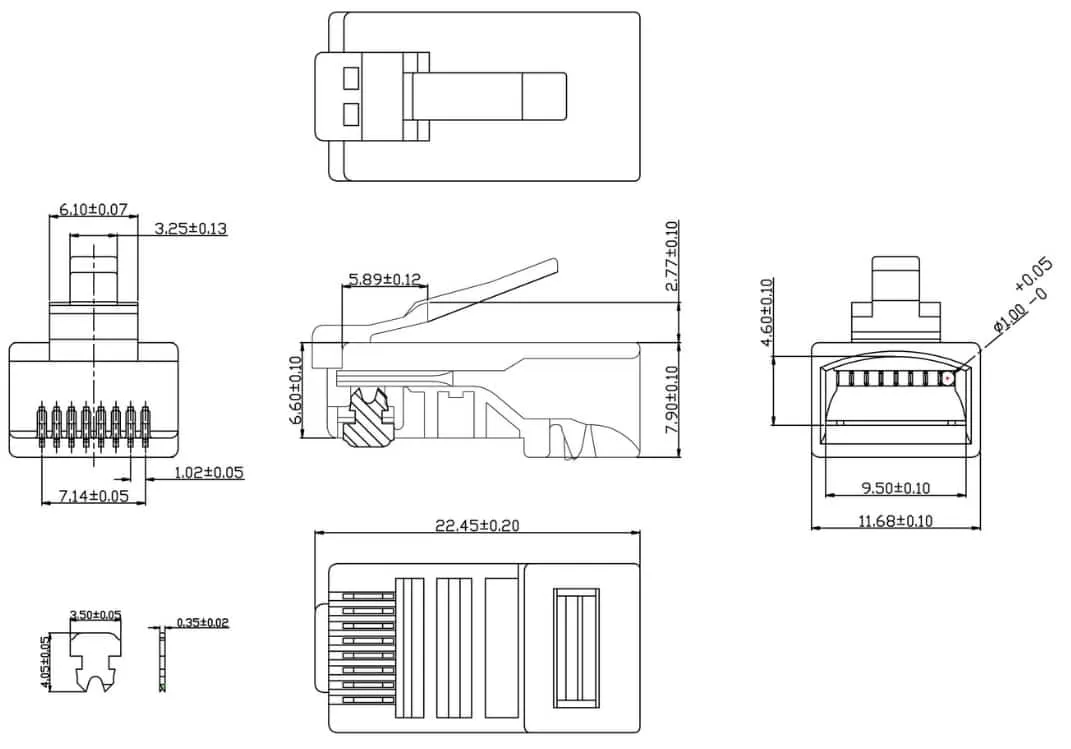 Cabeus 8p8c коннектор RJ-45