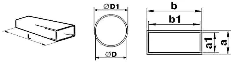 Схематичное обозначение диаметра, длины, ширины и высоты