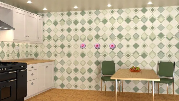 На фото пример оформления листовыми панелями ПВХ для кухни