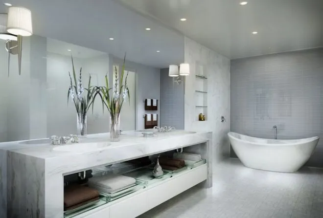 Интерьеры ванных комнат в современном стиле - новинки и тренды 2020