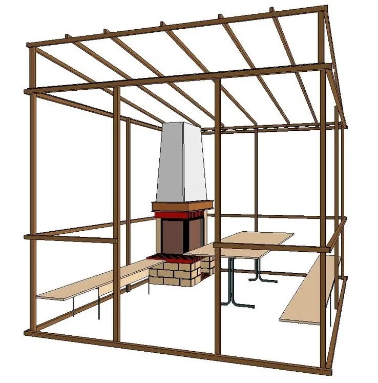 мангал беседка чертеж