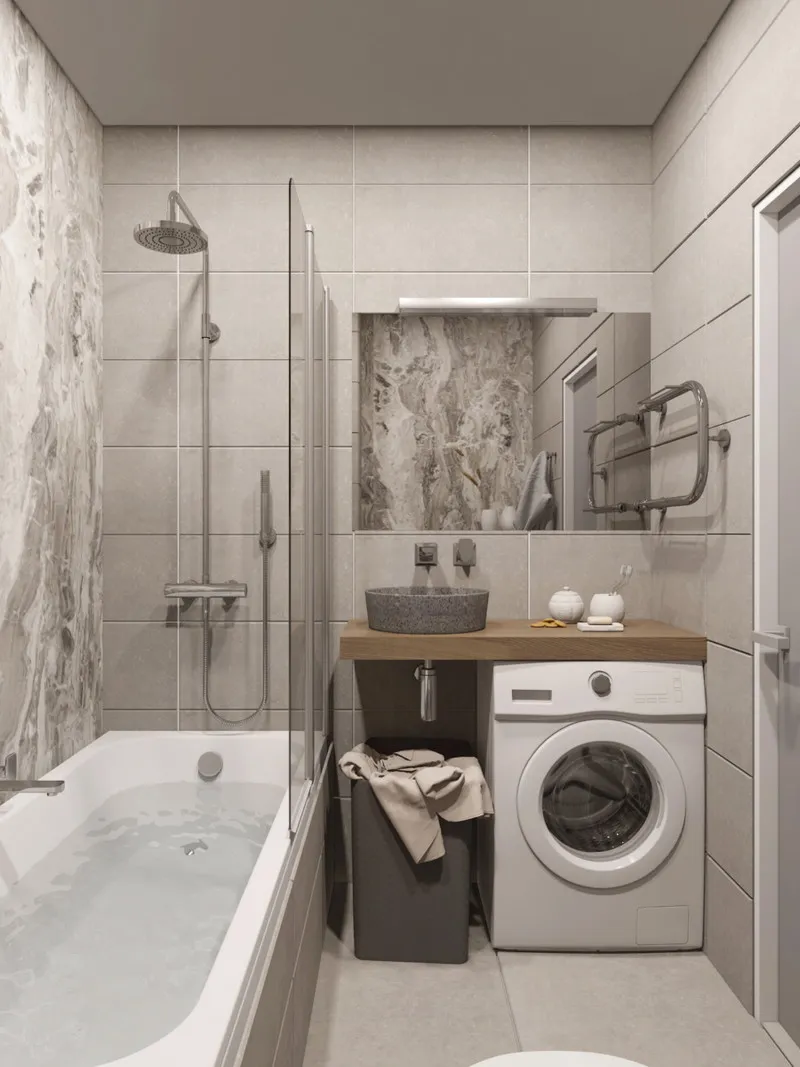 Фото ванной комнаты со стиральной машиной